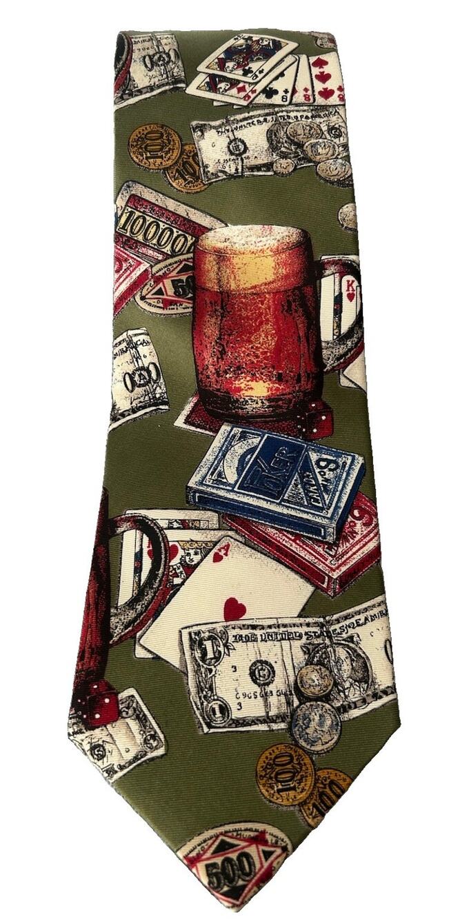 Mark Alexander Men’s Tie Italian Silk 3.75” Neck Tie Gambling Vegas Biloxi Vtg